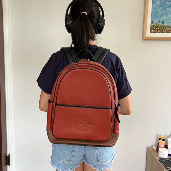 M Coach Thompson Pebbled Leather Backpack - Terracotta/Saddle - Picture 5 of 11